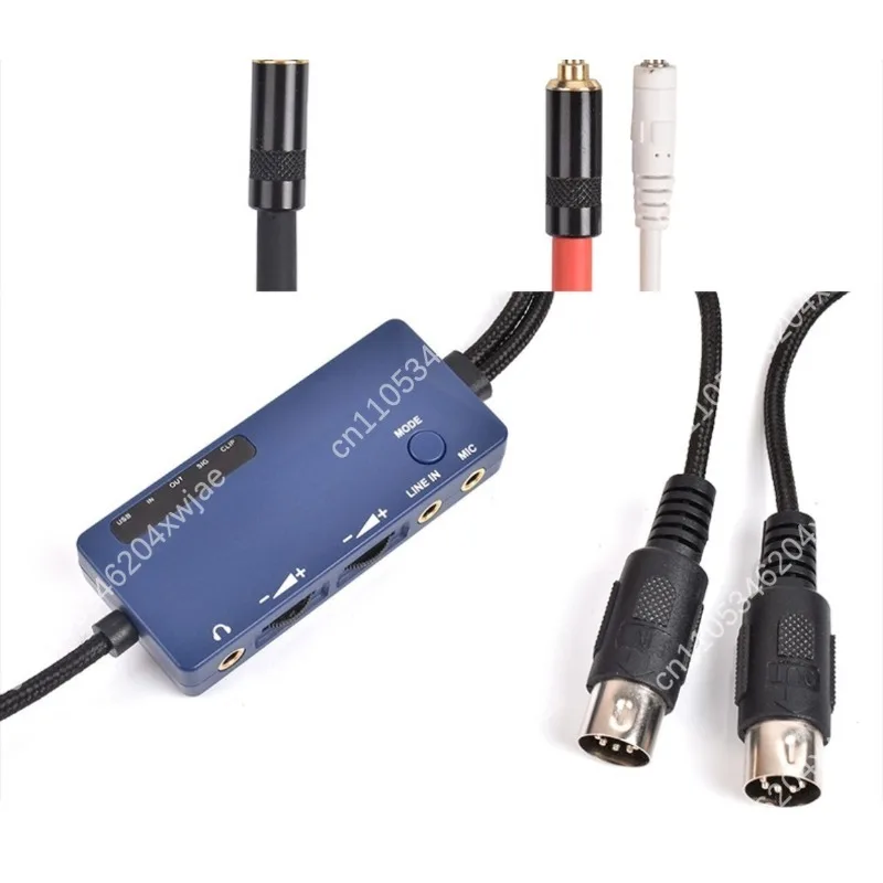 5 Pin MIDI To USB Audio Interface, Recording Sound Card For Musical Instrument, Mic, Keyboard, Internal Record & Monitor