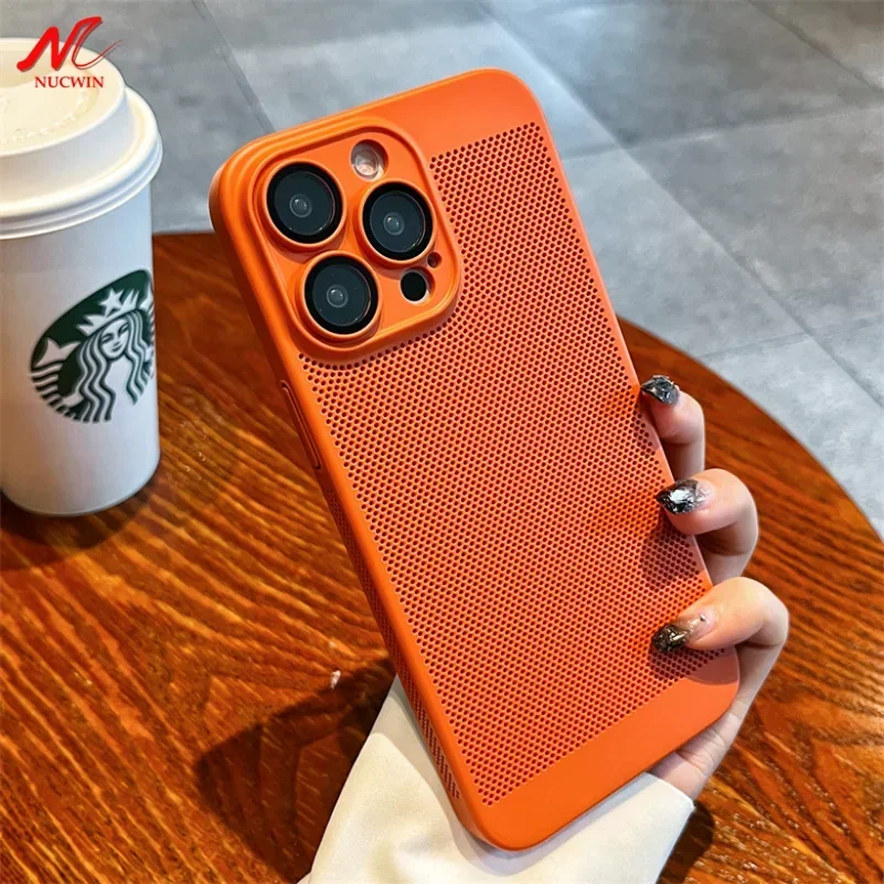 Luxury Heat Radiation Ultra Thin PC Case for iPhone 11 12 13 14 15 16 Pro Max Plus Glass Lens Flim Cover for iPhone 16 Pro Max