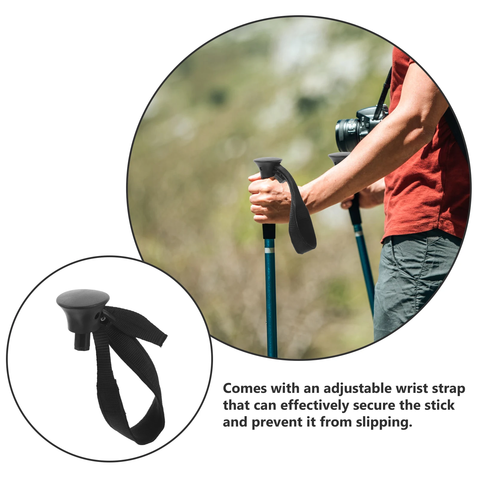 

Trekking Poles Wrist Straps Black Plastic Adjustable Ski Strap Pole Binding Band Protective Tie Outdoor Gear