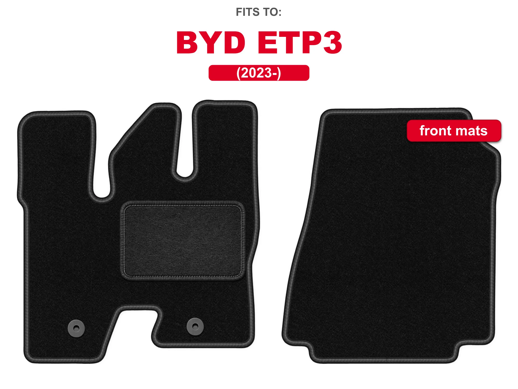 Velour voorste vloermatten voor: BYD ETP3 2023-truck zwarte auto voorste tapijtmatset voor voertuigvloer
