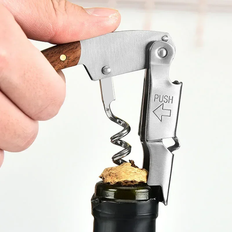 Stainless Steel Wine Opener, Professional Waiters Corkscrew, Leather Case,Beer Bottle Opener And Foil Cutter Gift For Wine Lover image 6