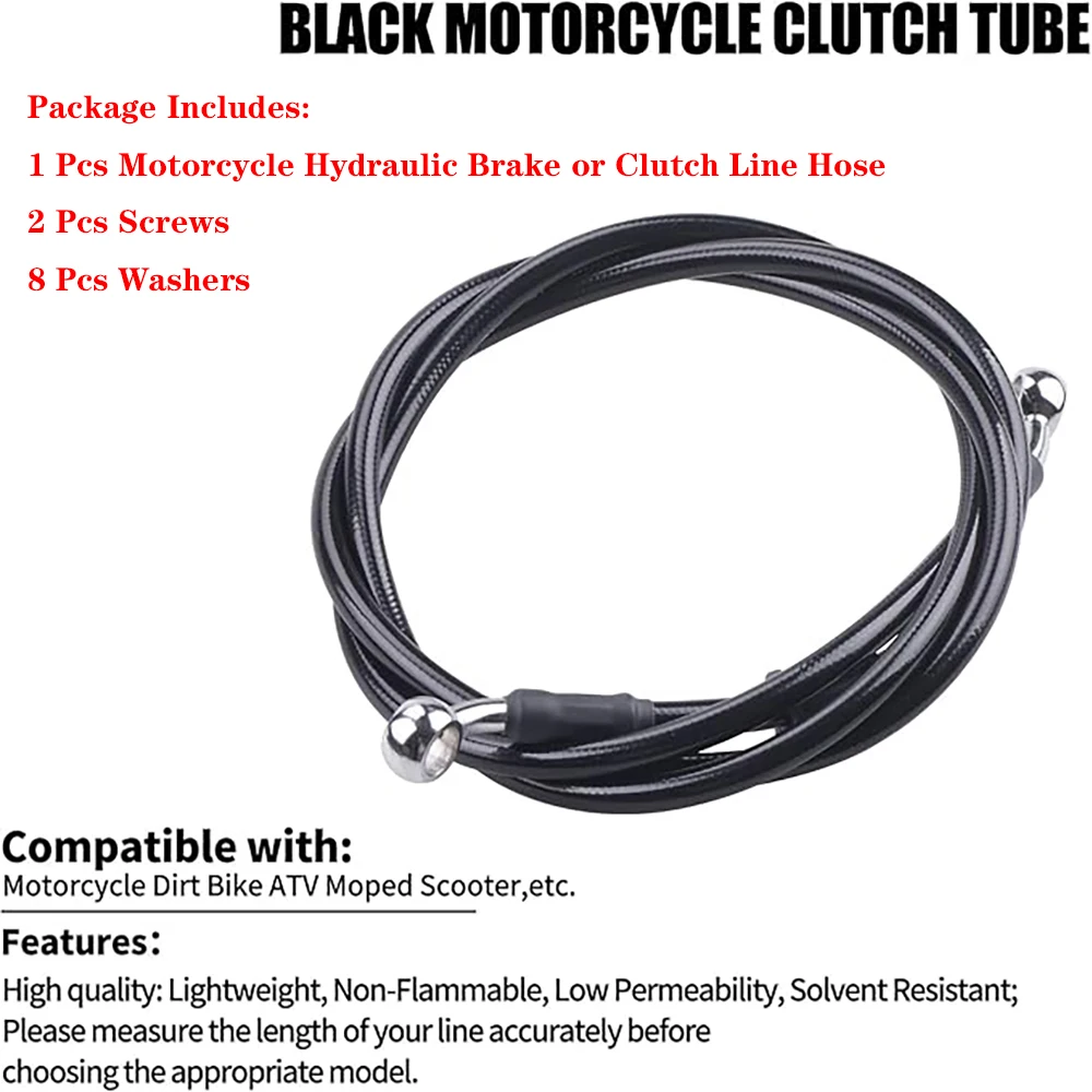 28°~90°Motorcycle Braided Steel Brake Clutch Oil Hoses Line Pipe Black Pit Dirt Bike Motocross Street Bikes M8~M10 Optional