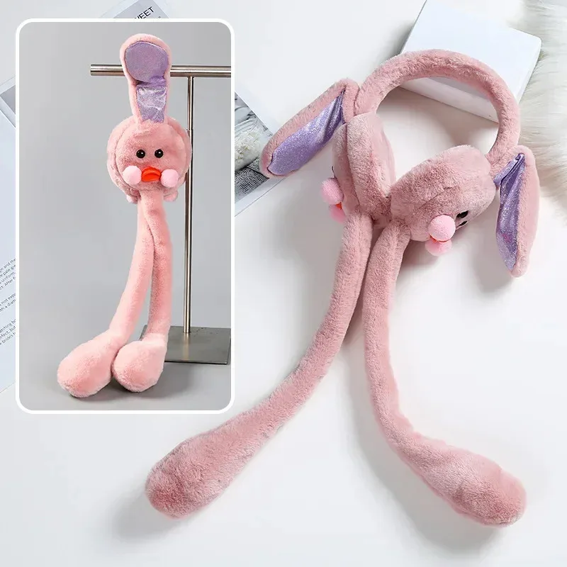 غطاء للأذنين دافئ غطاء للأذنين متحرك آذان أرنب بطة غطاء للأذنين لطيف الإناث الشتاء الطقس التجمد حقيبة الأطفال غطاء حماية الأذن #5