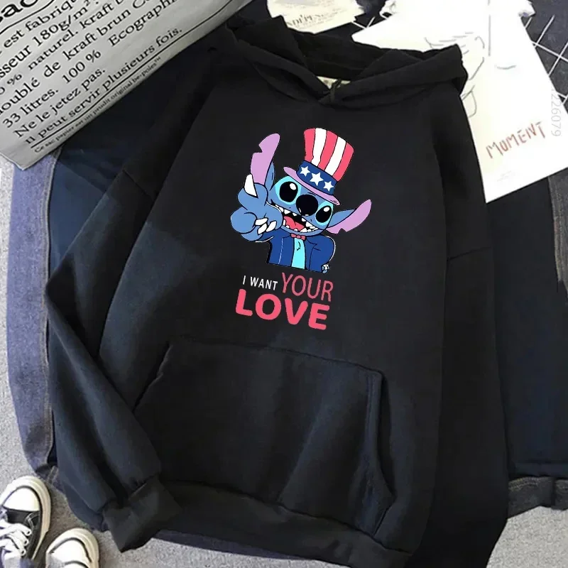 Cartoon Stitch Hoodies Funny Halloween Graphic Printed Women\'s Sweatshirts Autumn Long Sleeve Woman Clothes Streetwear Pullover