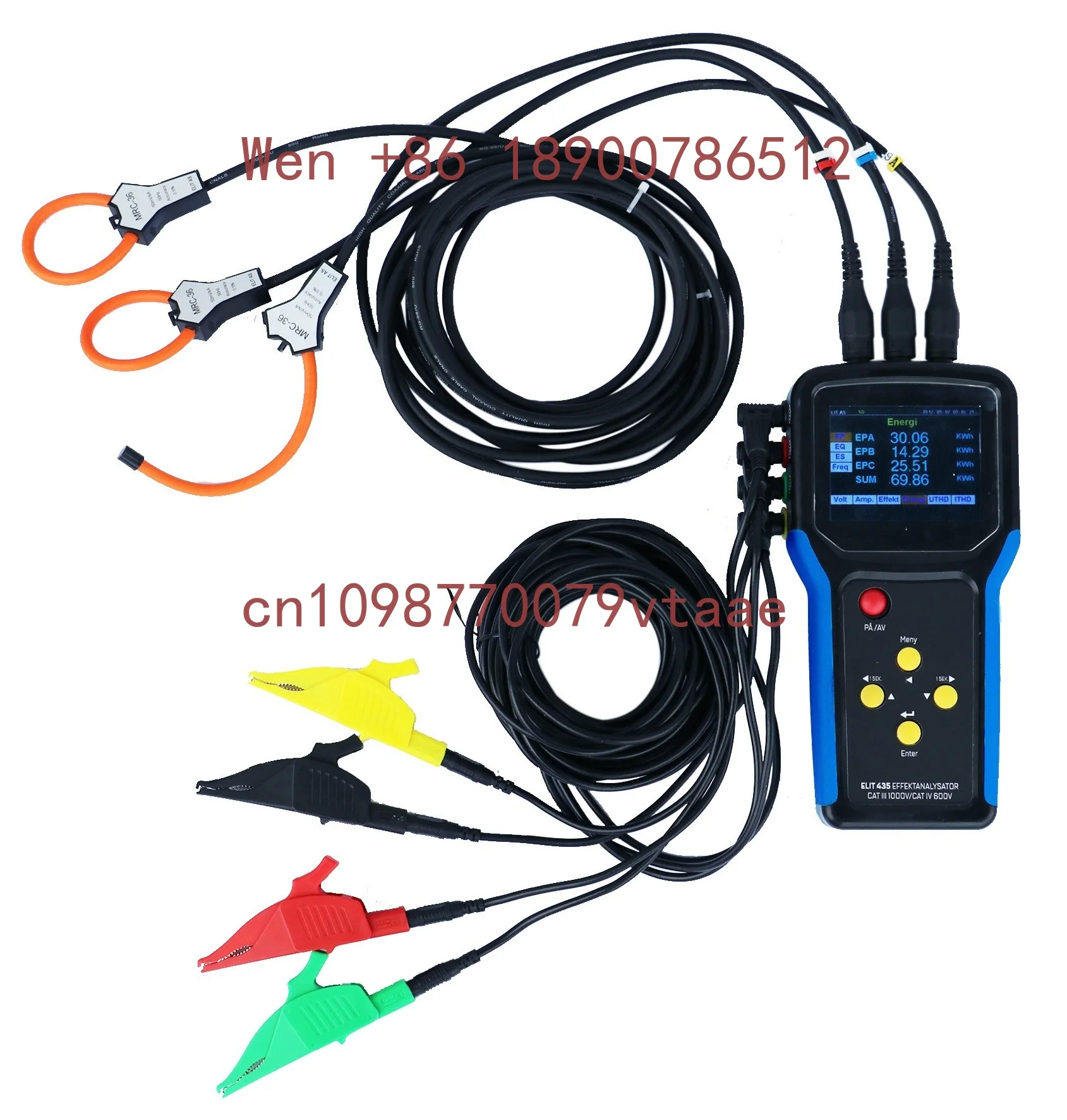 Rogowski Handheld Data Logger MEATROL ME435 Electric Energy Meter Three Phase Watt Meter