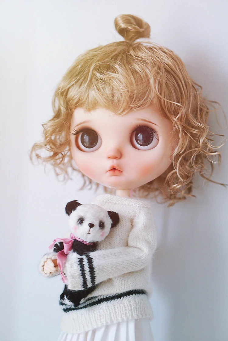 Blythes Puppe perücke geeignet für 1/69-10 größe Mode neue detractable nachahmung mohair perücke Kleine greifen styling perücke Weibliche gold braun