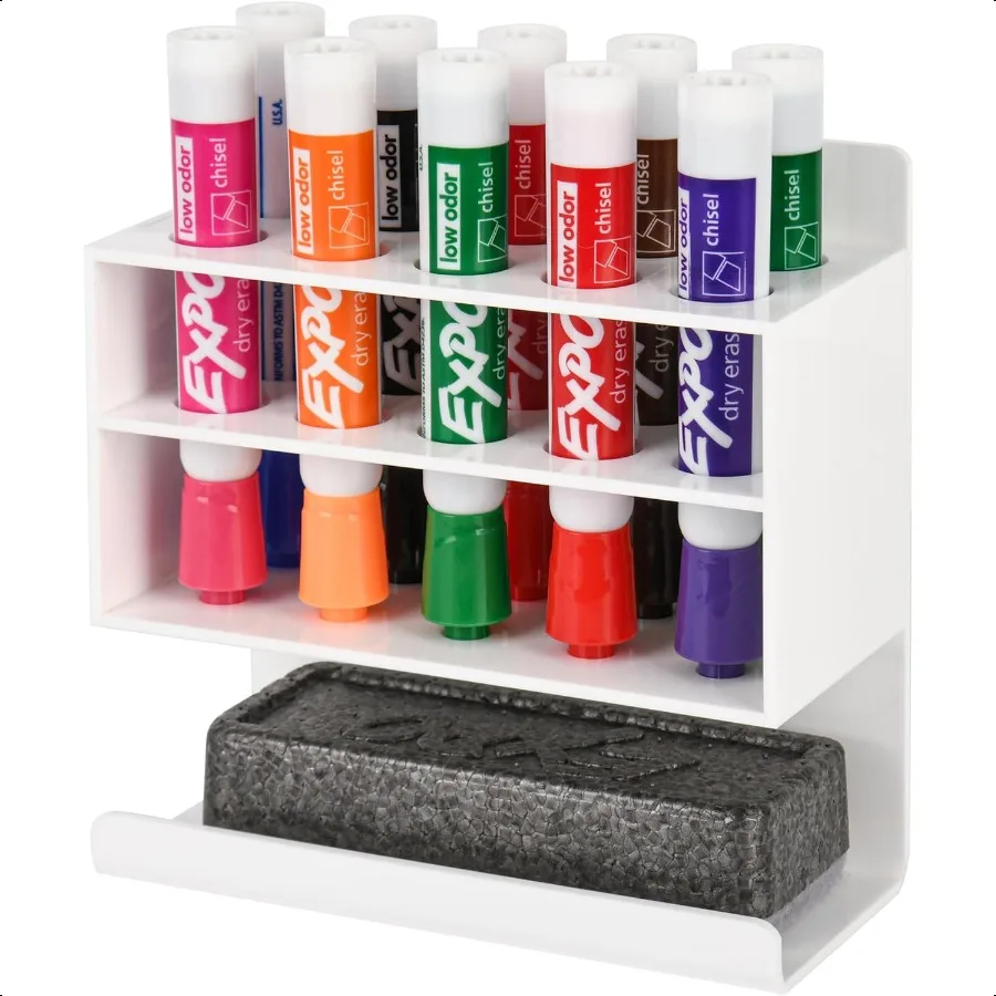 

Dry Erase Marker Holder Wall Mounted Marker Holder with 10 Slots Acrylic Marker Holder for Classroom Organization Sticky Pen Ma