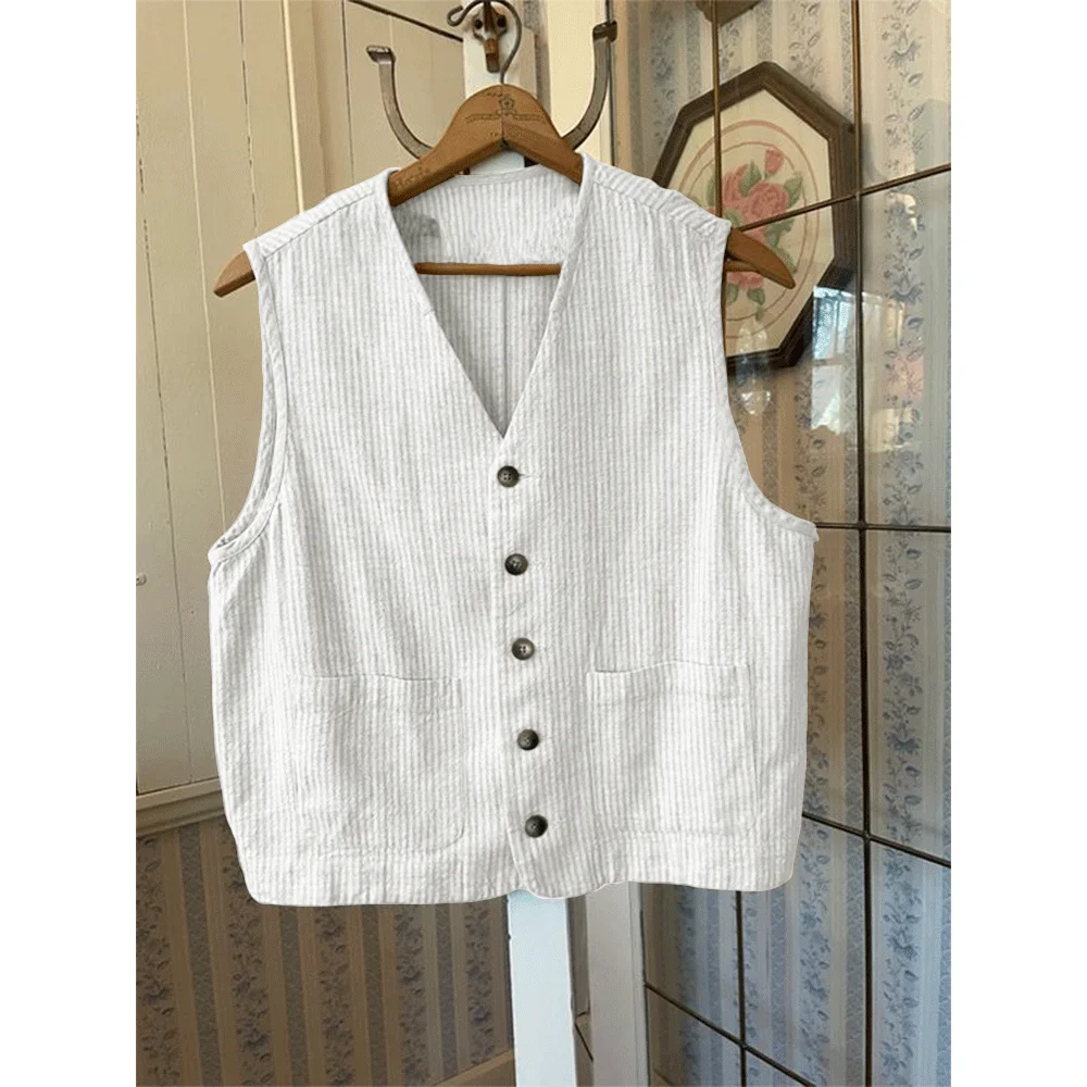 Women's Vest 2024 Corduroy Beige Elegant Coats for Ladies Tops New Arrival Autumn Casual Dress Vests for Women Waistcoat