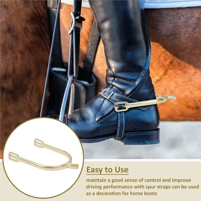 【Big Sale !!】Equestrian For Horseback Riding Boot Compatible 2 Pairs Aluminum Alloy Cavalry Spurs Gold