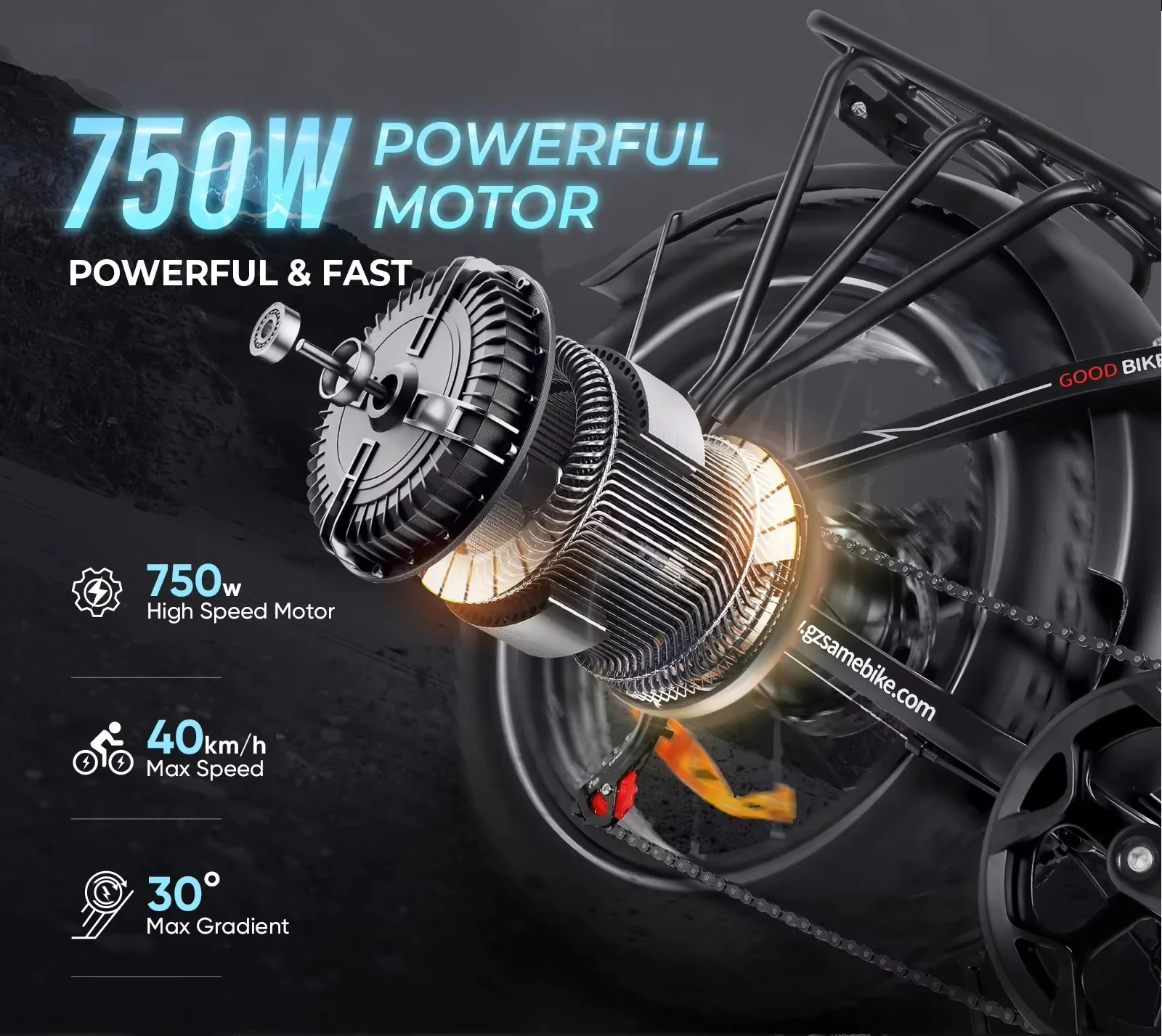 

Электрический велосипед, 750 Вт, бесщеточный двигатель, 48 В, 13 Ач, литиевый NFC, смарт-ключ, 20-дюймовый вездеходный велосипед с шинами