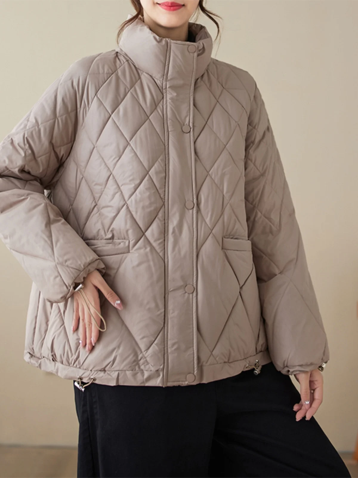 

Thiened down Cotton Jaet Women's High Collar Warm Coat Winter Outerwear Lightweight Quilted Brand Tailored Goods