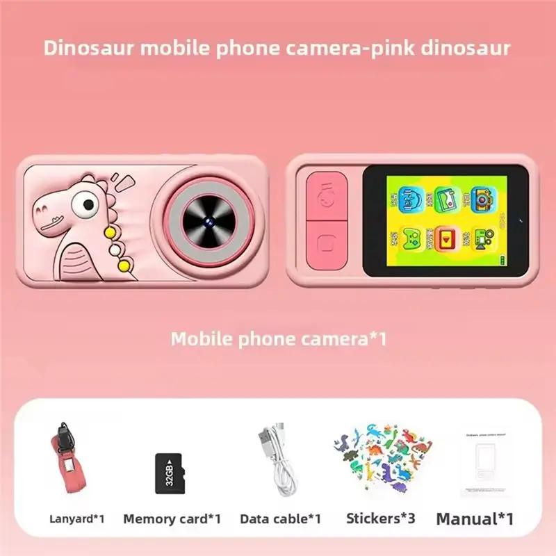 1080P HD Camera For Toddler 2.4Inch Screen Autofocus Cute Cartoon MP3 Video Selfie Camera For Xmas Birthday Gifts