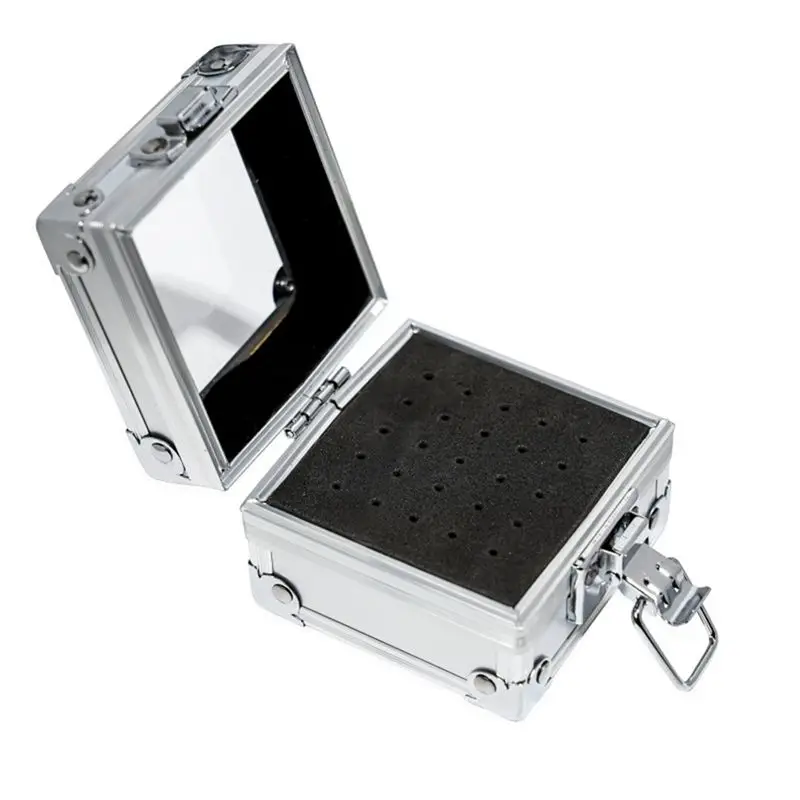 25 Holes Nail Drill Grinding Bit Holder Box Display Storage Container Nail Polishing Head Stand Metal Organizer Case-A74P