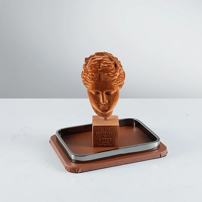 Art Nordic Orange Resin Flocking Venus Statue Muse Ornament Home Desk Decor