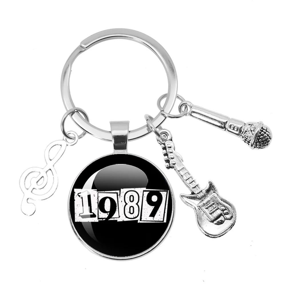 Swift Pop Album Music 1989,Red,Lover,Folklore And Reputation Glass Cabochon Music Themed Keychain Jewelry Gift For Fans