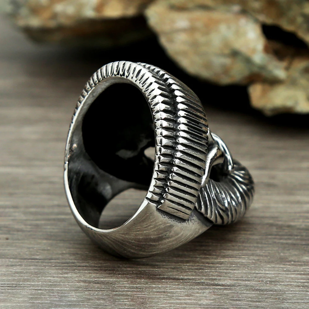 Retro Gothic Hat Big Beard Skull Ring For Men Boys Stainless Steel Punk Street Biker Skull Rings Fashion Jewelry Gift Wholesale