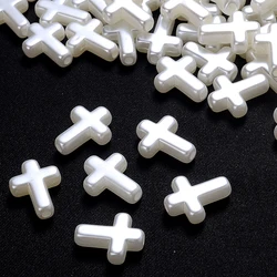 50pcs White Cross Spacer Beads Imitation Pearl ABS Beads For DIY Craft Jewelry Making Bracelet Necklace Earring Accessories