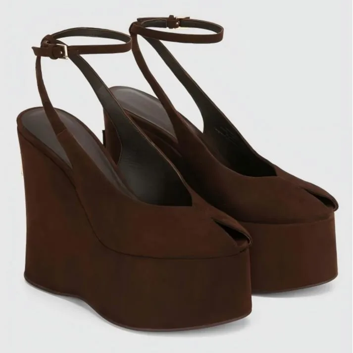 

2026Summer Slope Heel Thick Bottom Women's Sandals Flower Lace Waterproof Platform Open Toe Women's Party Show Wedding Sandals