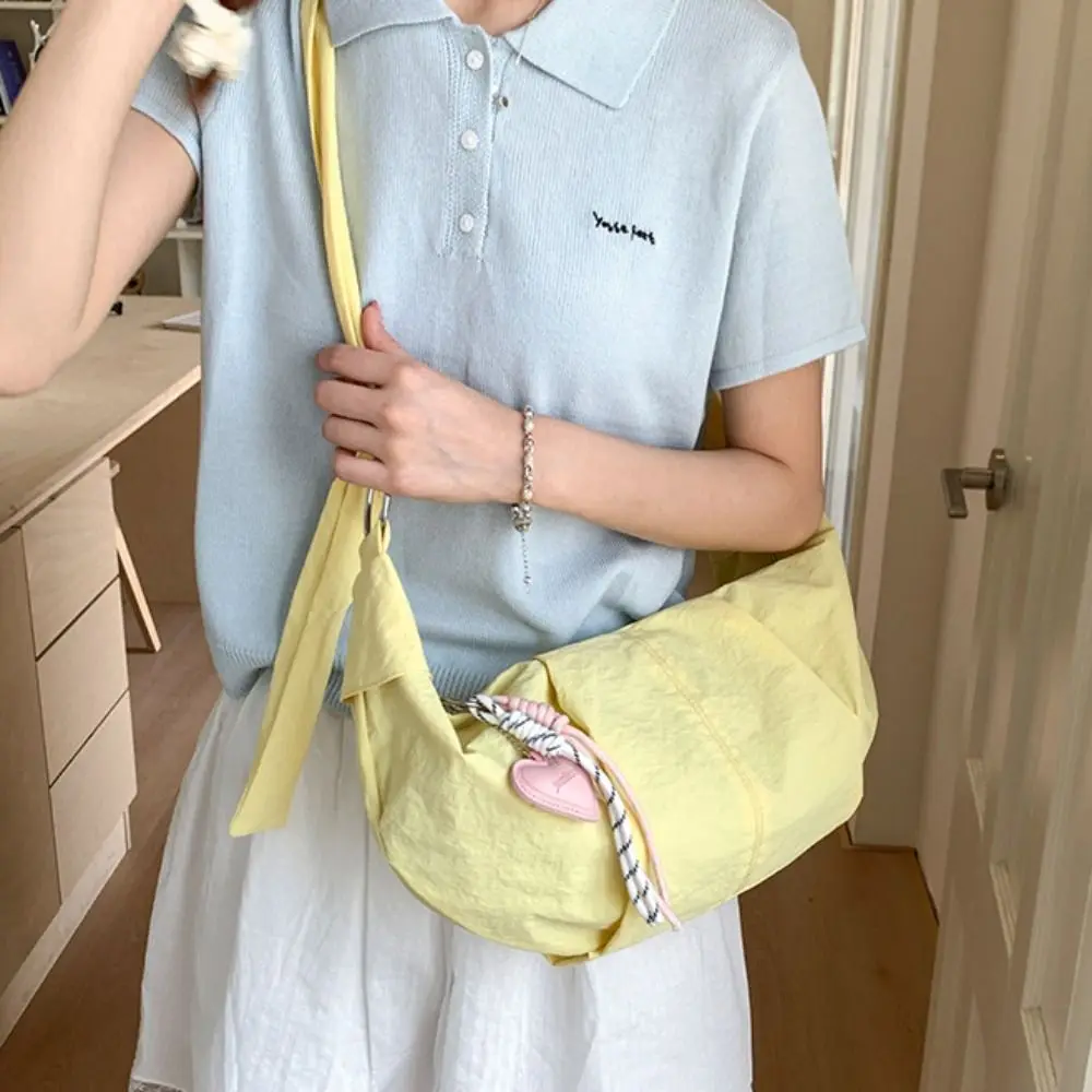 

Large Capacity Nylon Dumpling Bag Japanese Style Solid Color Casual Crossbody Bag Leisure Purse Sports Shoulder Bag Outdoor