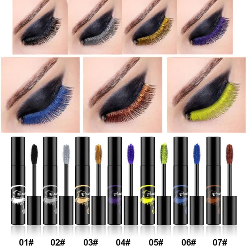 7 farben Wasserdicht Lange-anhaltende Mascara Curling Verlängerung Lash Wimpern Verlängerung Beauty Eye Wimpern Pinsel Frauen Mascara