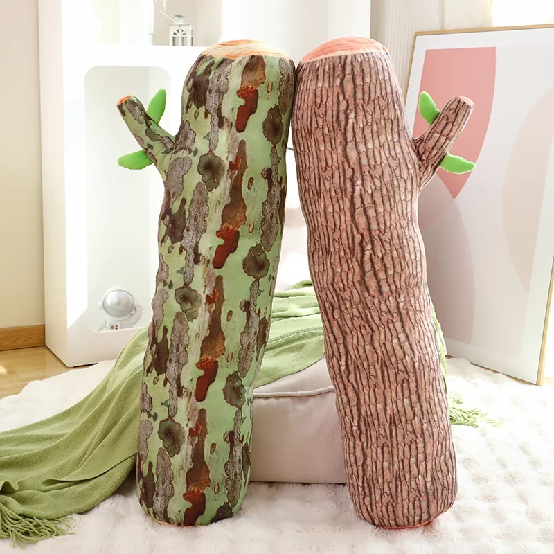 Creative Simulation Tree Stump Wood Pillow Cushion Plush Toy Sleeping Long Pillow For Girl Birthday Gift