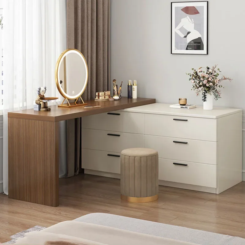 Nordic Girls Dressing Table Brown Storage Charm Luxury Dressing Table Bedroom Multifunctional Penteadeira Furniture Makeup