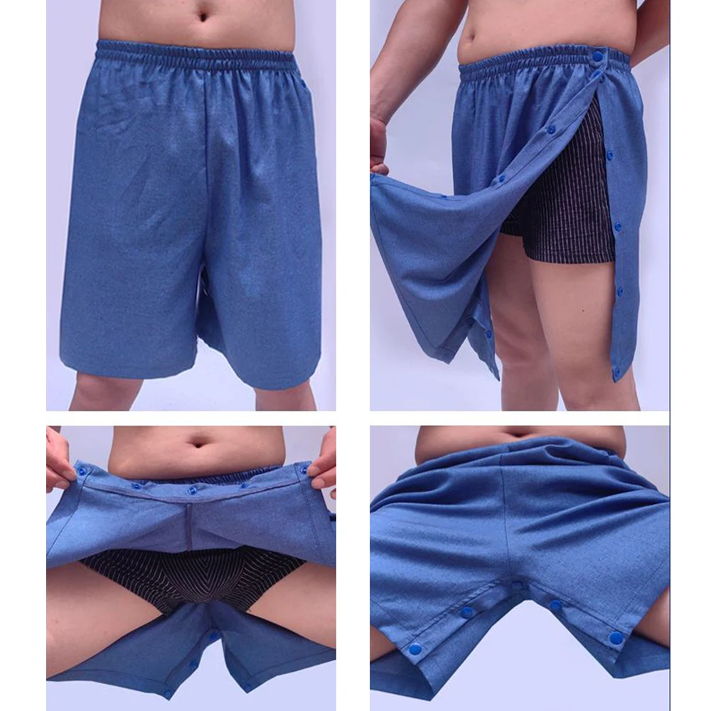 Summer Linen No Pockets Plus Size Men Shorts Outdoor Fitness Casual High Split Home Bottoms