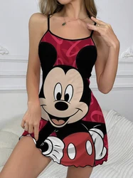 Sexy Dress Minnie Mouse Fashion Summer Dresses 2024 Disney Crew Neck Mickey Pajama Skirt Elegant Dresses for Women Lettuce Trim