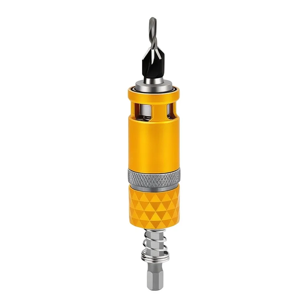 Semi-Automatic Countersink Drill for Wood Fabrication Featuring Depth Stop Control 6.35mm Hex Shank Aluminum Alloy Housing