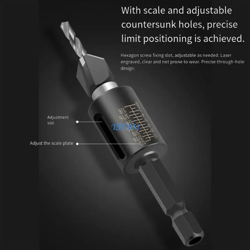 

E15A Countersink Drill Bits With Depth Stop Hexagonal Shank Hole Opener Woodworking Aluminum Limit Drilling Tool Chamfering