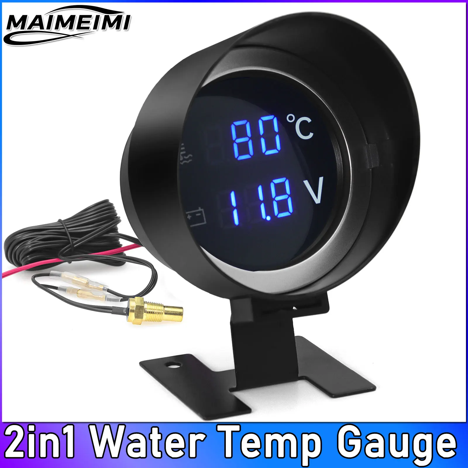 

2IN1 круглый светодиодный цифровой автомобильный грузовик датчик температуры воды вольтметр датчик температуры 10 мм температура Moto вольтметр напряжения 12 В 24 В