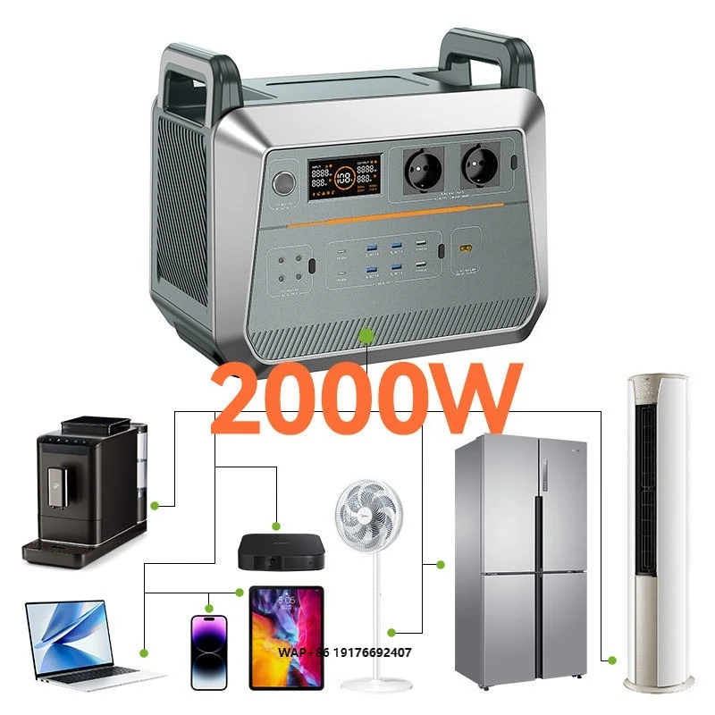 2000W High Capacity Backup Power Solar Generator Portable Power Station Home Outdoor Emergency Power Supply