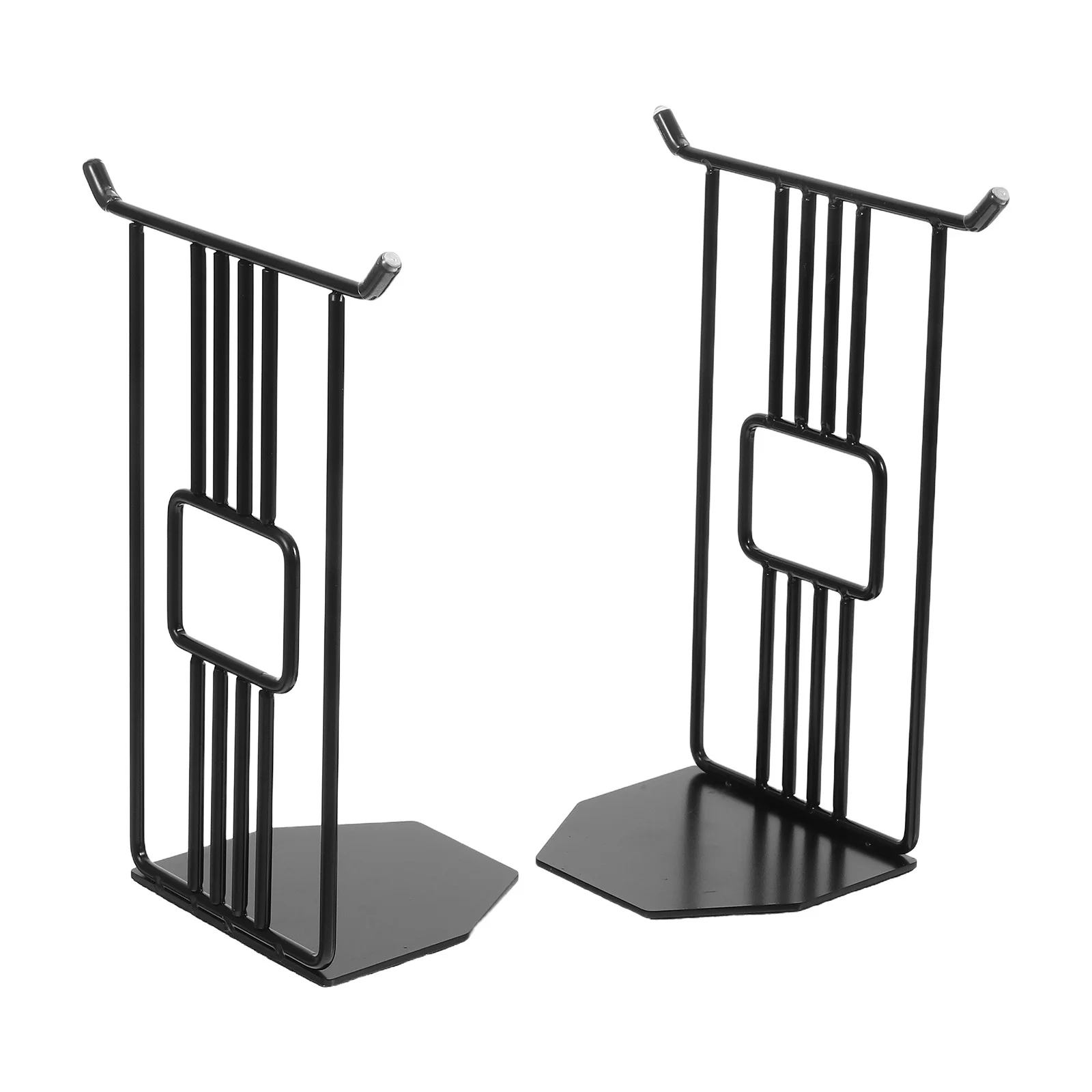 2pcs Metal Bookends Black Heavy Duty Book Stopper For Shelves Kitchen Office Library Organizing Books Dvds Files Magazines Iron
