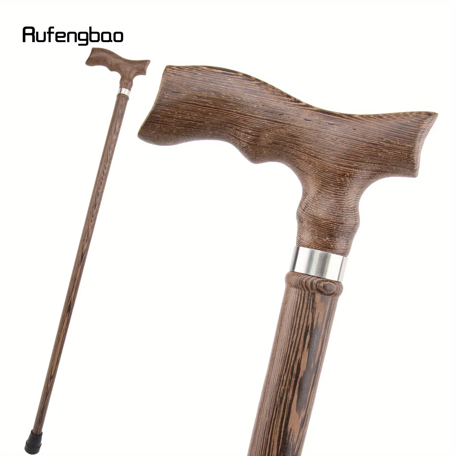 Brown Wooden Single Joint Fashion Walking Stick Decorative Cane Halloween Mace Crutch  Wand Crosier 94cm Performance Stage Cane
