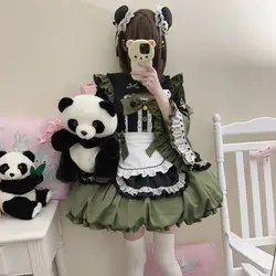 Kawaii urocza Lolita kokarda kostiumy pokojówka Cosplay kwiatowy pączek dziewczyna pokojówka strój dla kelnerki imprezowe kostiumy sceniczne