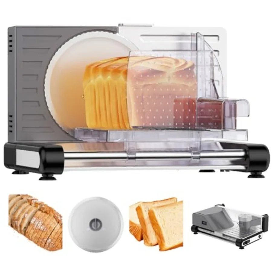 

Home Use Meat Slicer Machine 120W with 6.7 Adjustable Blade Thickness 0-18mm Foldable Design Easy to Clean Safe Deli Slicer for