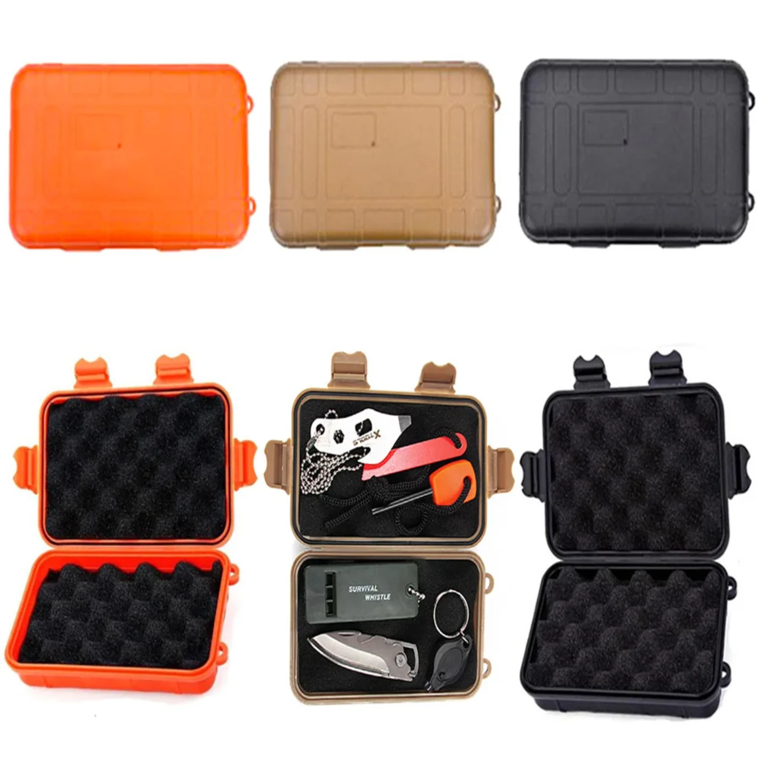 Modern Style Small Size Airtight Waterproof Shockproof Plastic Survival Soil Color Organizer Box Square Shape Carry Case Tools.