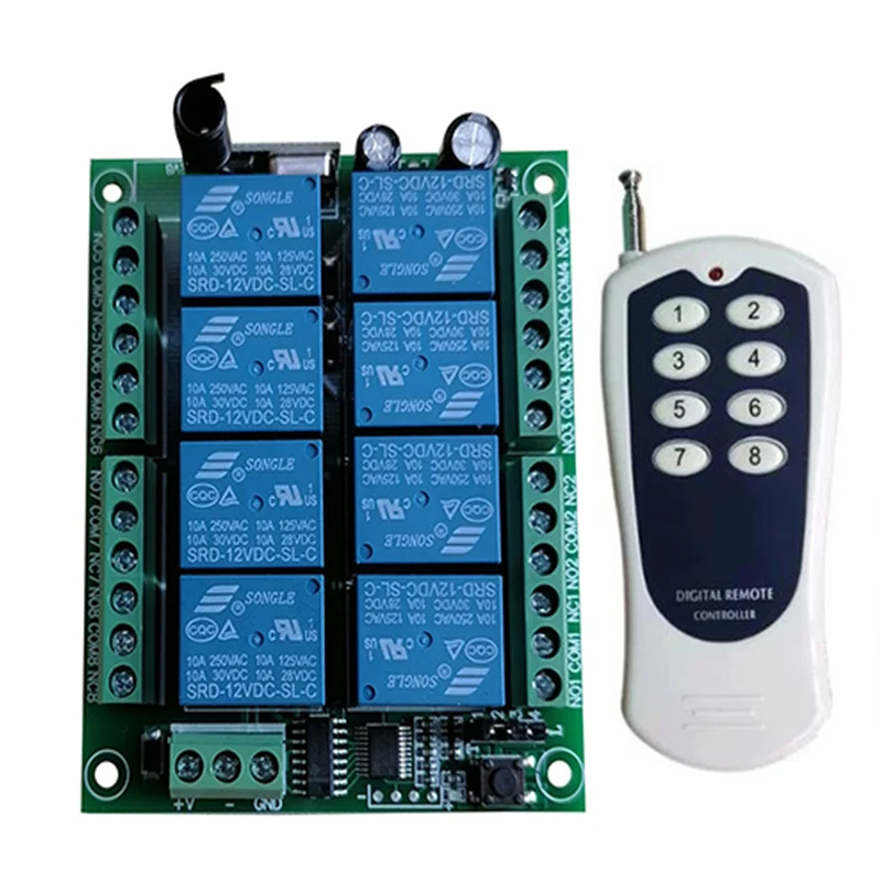 DC 12V 24V 8CH 8 CH Channel Wireless Remote Control LED Light Switch 10A Relay Output Radio RF Transmitter And 433 MHz Receiver