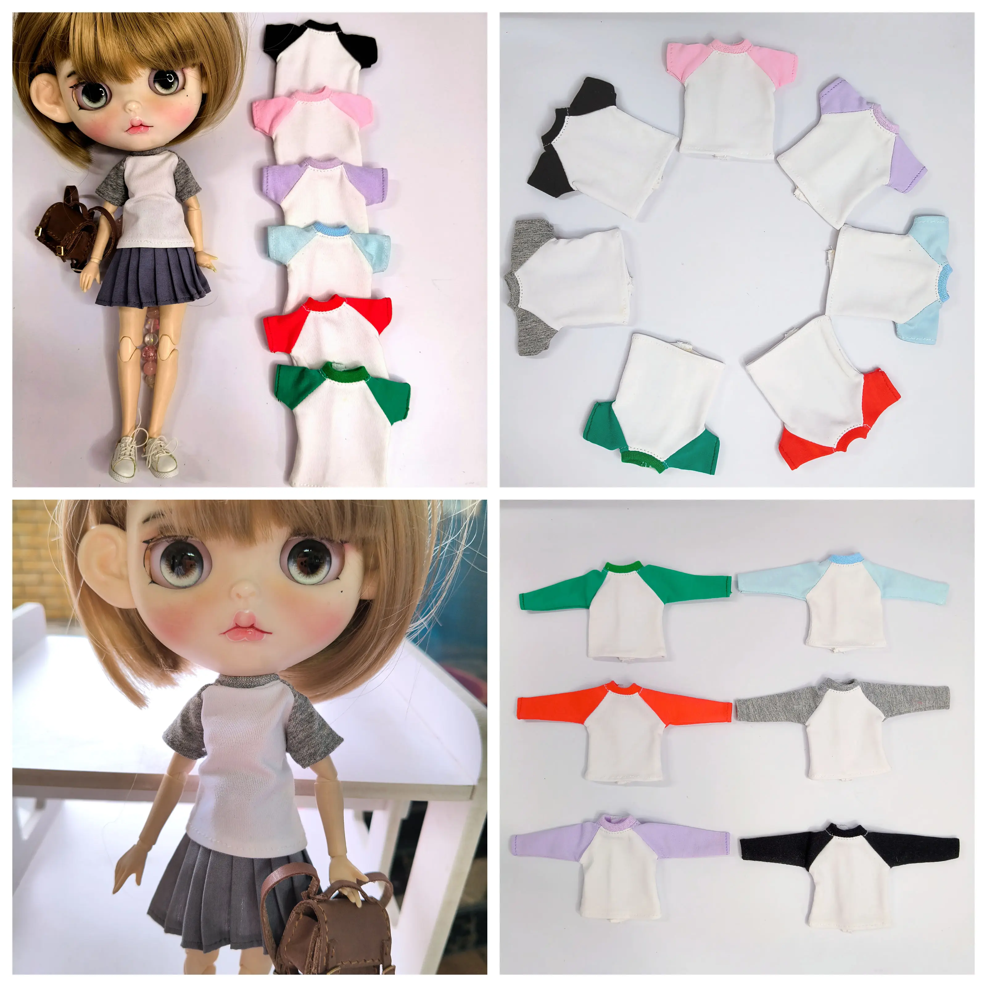 Новая одежда для кукол Blyth: футболка с коротким/длинным рукавом в спортивном стиле, с круглым вырезом, для Azone, Momoko, аксессуары для кукольной одежды.