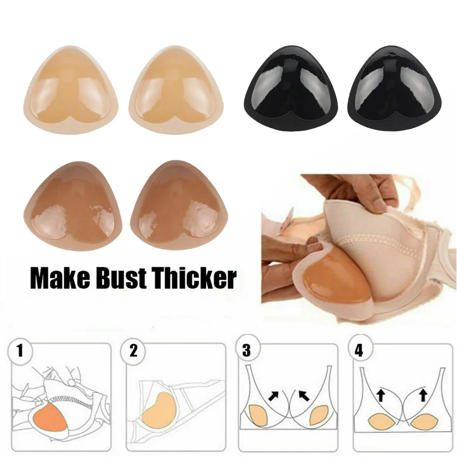 

1Pair Thick Sponge Bra Pads Chest Push Up Sticky Bra Insert Up Pads Bra Bra Lift Pad Invisible Triangle Enhancer Swimsuit B B5E0