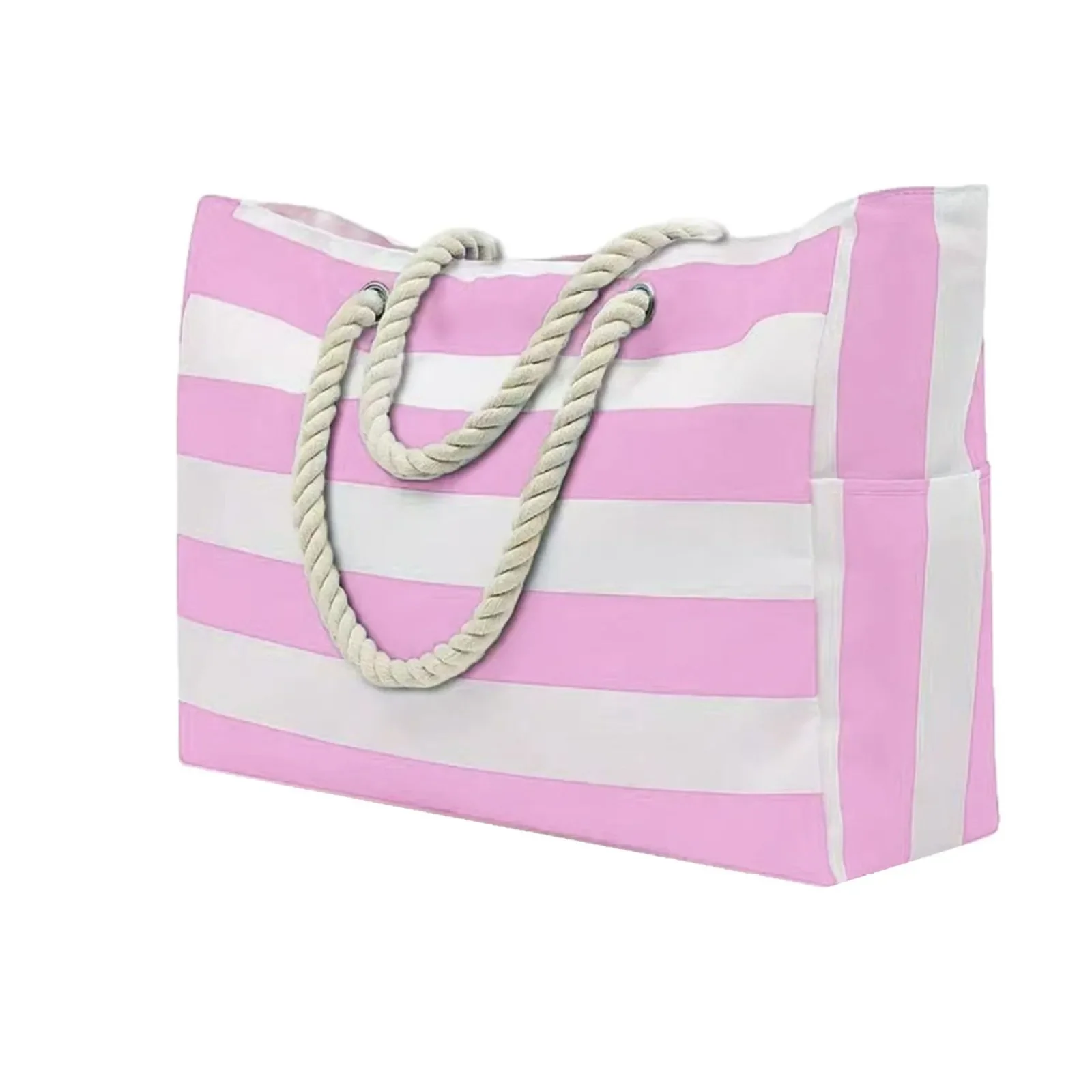 Striped Beach Tote Bag, Large Capacity Single Shoulder Bag, Versatile Carry Bag for Poolside, Seaside Vacation, Picnic