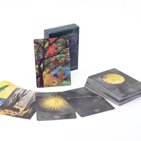 The Living Wheel Astrology Cards 55 Oracle Cards Deck English Visions Divination Edition Deck Board Playing Games 8.8*6.3cm