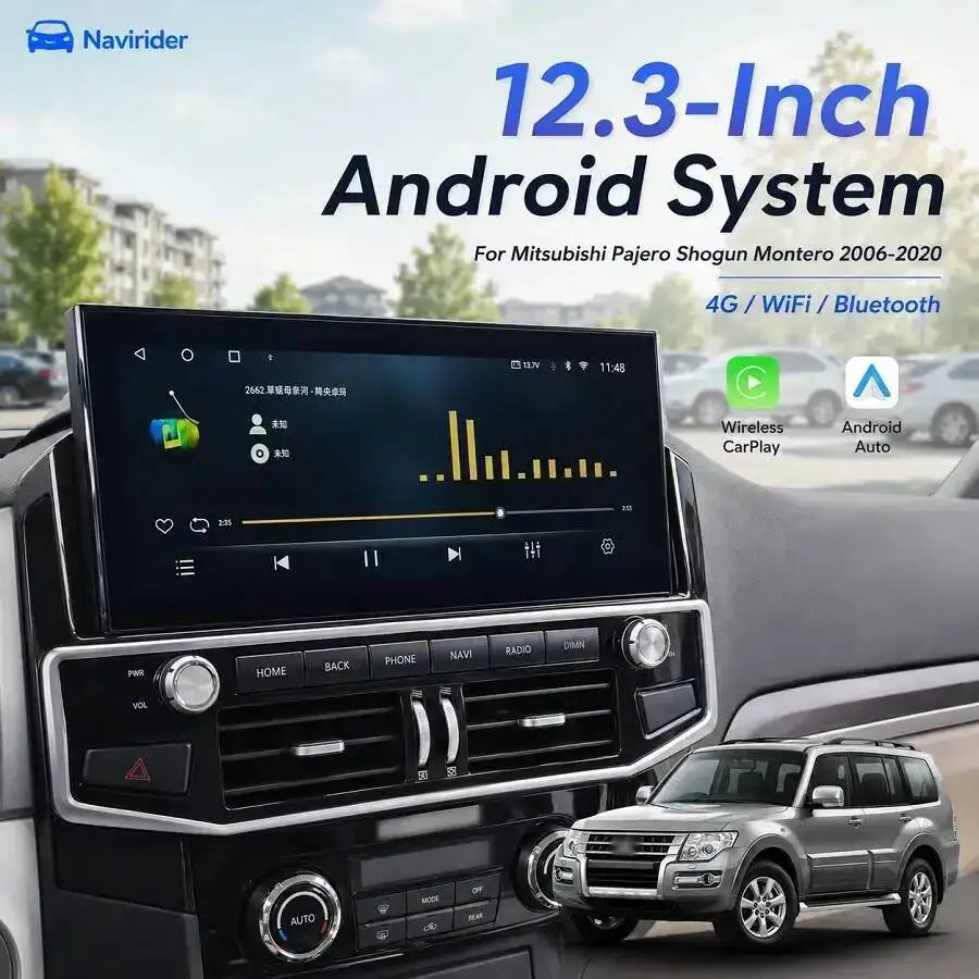 12.3 Inch Android 14 Carplay HD Screen For Mitsubishi Pajero V90 Shogun Montero 2006-2020 Car Radio GPS Navigation Video Player