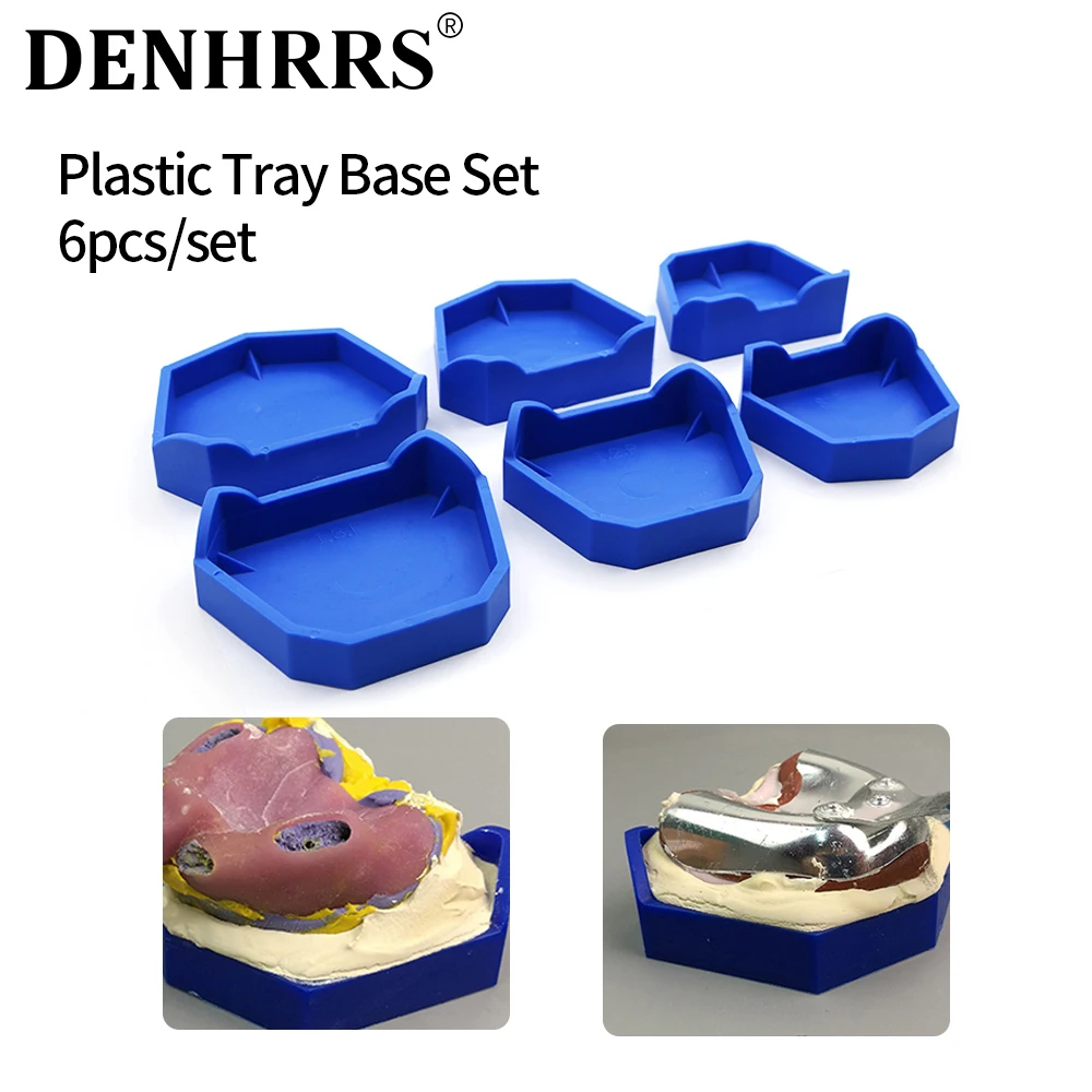 6Pcs/Kit Dental Model Base Silicon Plaster Model Base Denture Impression Trays Dentistry Former Base Kit