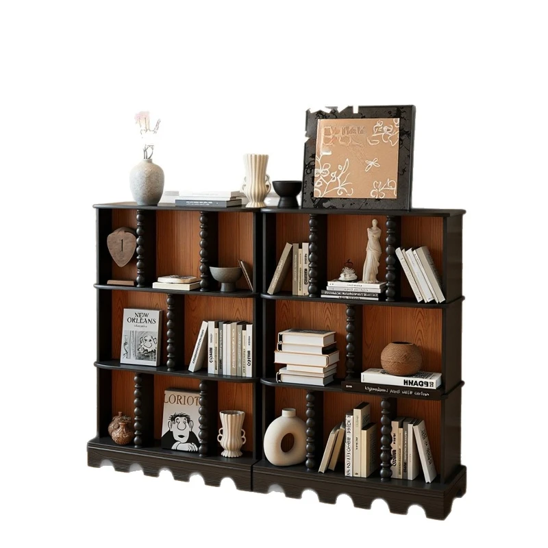 

French retro ash wood solid wood bookcase half wall floor combination bookshelf sofa side cabinet American storage display