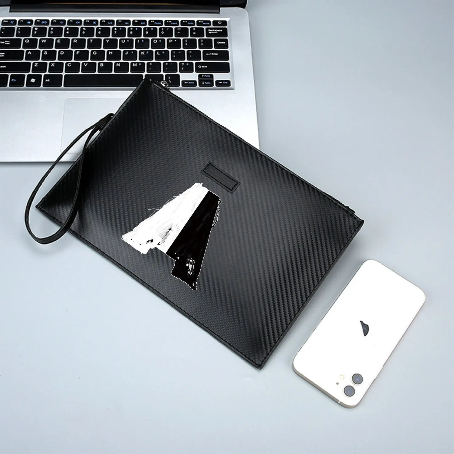 Borsa da uomo in PU stampata elegante con lettera di vernice artistica divisa Contrasto Alla moda e pratica per il trasporto quotidiano