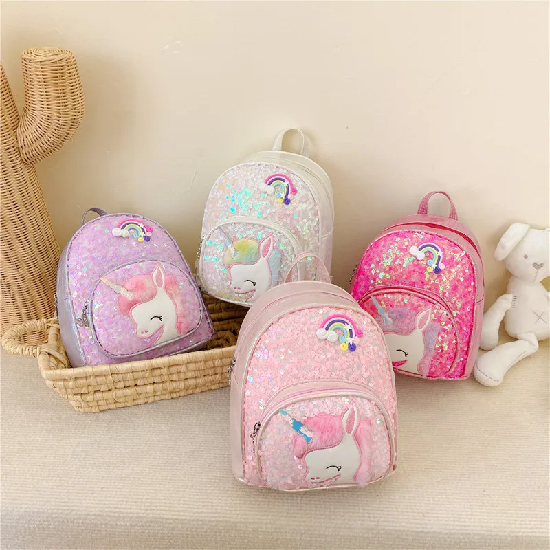 Shining Schoolbags Princess Girls Backpack Bling Glitter Backpacks Kindergarten Sequins School Bag Children Unicorn Book Bags