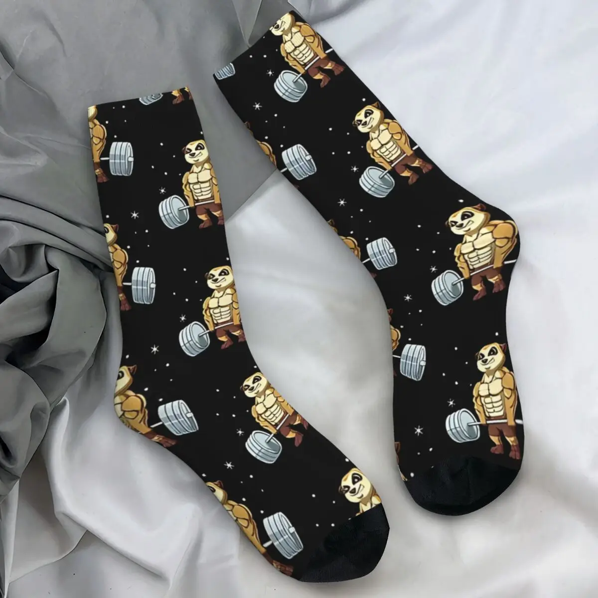 Cute Sloth Bodybuilding Weightlifting Socks Animal Retro Stockings Spring Anti Bacterial Couple Socks Breathable Cycling Socks