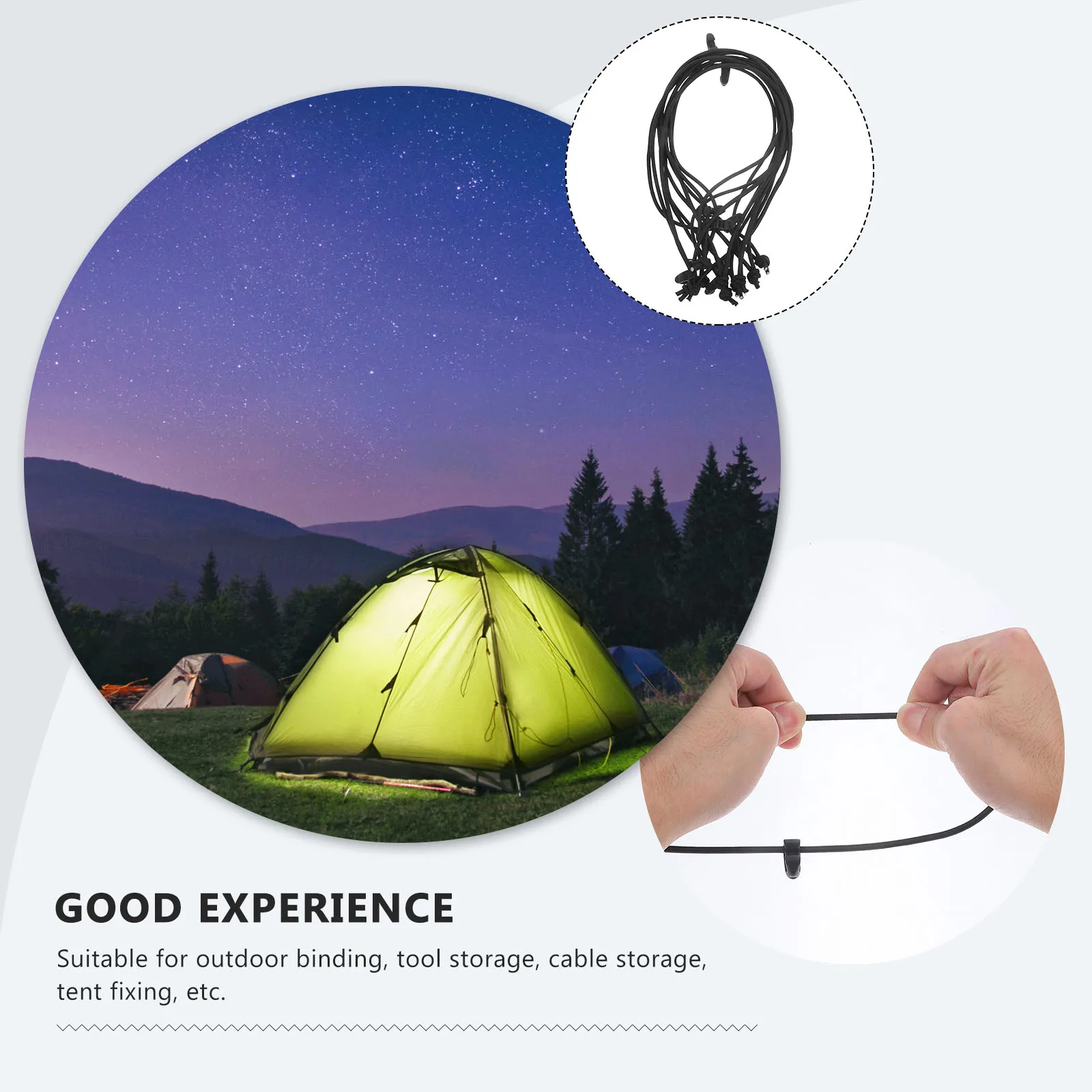 

Elastic Rope Strap Tie Hook Ties Fastening Water Proof Black Plastic Electrical Cable