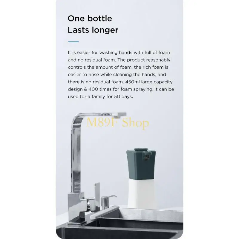 เครื่องจ่ายสบู่สบู่อัตโนมัติ M89F USB แบบชาร์จไฟได้แบบชาร์จไฟแบบชาร์จไฟได้ด้วยการเคลื่อนไหวอินฟราเรดกล่องน้ำมันหอมระเหย
